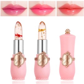 2 Pack Crystal Jelly Flower Lipstick,Magic Temperature Color Change Lip Gloss Lip Stick PH Clear Magic Lipstick Long Lasting Nutritious Moisturizing Lip Balm（Set B）
