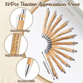 Pasimy 36 Sets Christmas Teacher Appreciation Gifts Bulk Spiral Notebooks and Pens Thank You Teacher Mini Pocket Journals with Bamboo Pens Inspirational Kraft Notepads for Women Birthday Gift(Classic)