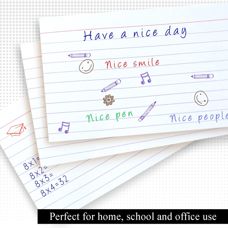 BAZIC Ruled Index Cards 3" X 5" 100 Count, White