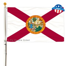 3 Ply Florida State Flag 2x3 Ft 150D Polyester Double Sided Outdoor Heavy Duty Vivid Colors with Durable Canvas Header and 2 Brass Grommets