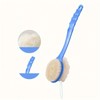 2-in-1 Long Handle Bath Brush with Soft Loofah & Bristles,