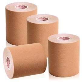 TOBWOLF Kinesiology Tape Set, Elastic Tape 5 cm / 7.5 cm / 10 cm x 5 m, Sports Muscles Centre Fitness Band (Khaki, 7.5 cm x 5 m)