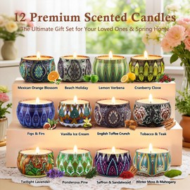 Scented Candles Gift Set,12 Pack Candles for Home Scented, 300 Hour Long Lasting Soy Wax Aromatherapy Candle Set, Birthday Gifts for Women with Gift Box