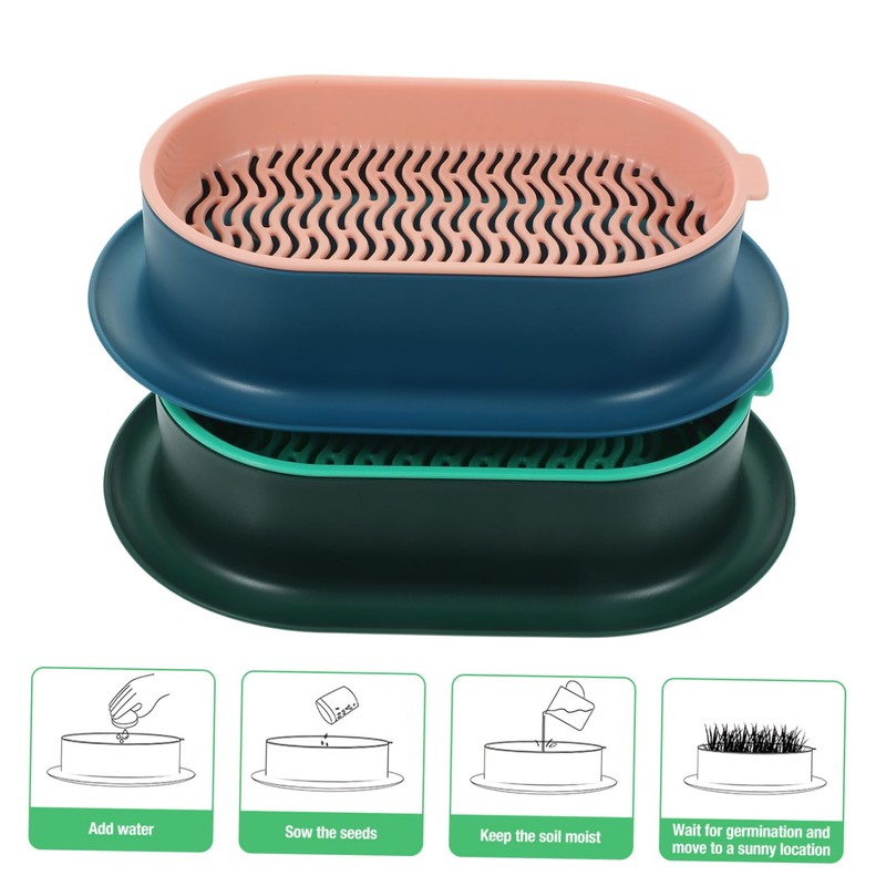 BESPORTBLE 2 Sets Hydroponic Cat Grass Planter Set Soilless Catnip