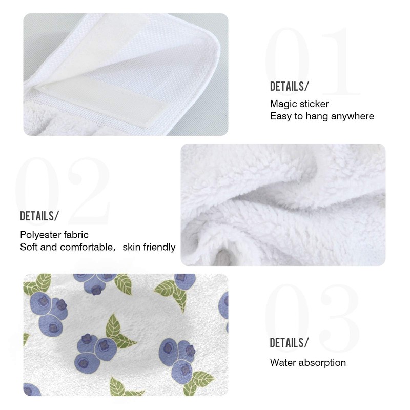 Blueangle Set of 2 Blueberry Hanging Tie Towels Kitchen Hand