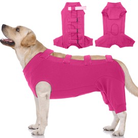 IECOii Dog Surgery Suit - Male Neuter Recovery Onesie, Anti-Licking Wounds, Post-Operative Vest, XXL-Rosered