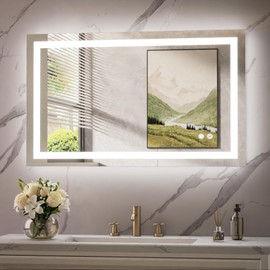 TokeShimi 40x24 LED Mirror for Bathroom,Anti-Fog LED Bathroom Vanity Mirror with Lights 3 Colors Dimmable,Backlit + Front lit,Tempered Glass,Waterproof,Shatterproof,UL Listed,Memory Function