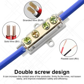SHENGYIG Pack of 5 Brass Cable Connectors, Double Screw Terminal Block Set, Grey Through Connectors for Wires from 2.5 to 16 mm², Ideal for Electrical Installations
