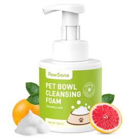 PawSono Pet Bowl Cleaner Mousse - Vet-Inspired Enzyme Formula for Fresher Bowls & Toys | Lick-Safe, No Residue | Works on Dishes, Fountains, Toys (350ml/12oz)