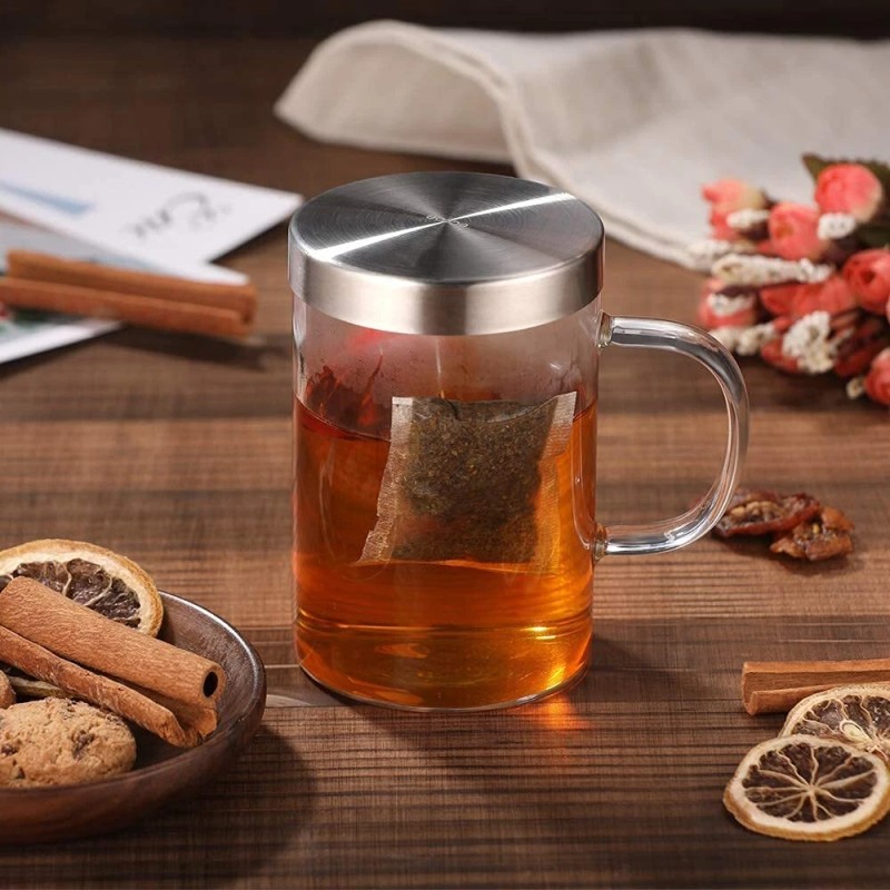 ecooe 16.9 Oz Borosilicate Glass Tea Mug Cup Tea Glasses