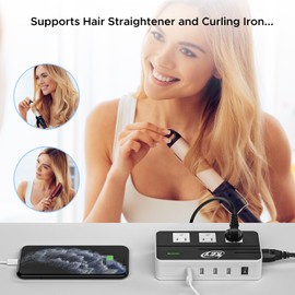 Key Power 230-Watt Step Down 220V to 110V Voltage Converter & International Travel Adapter/Power Converter with USB-C Port 18W - [Use for USA Appliance Overseas in Europe, AU, UK, Ireland, etc.]