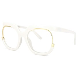Zeelool Stylish Oversized Round Blue Light Blocking Glasses for Women Darice OX739865-01 White