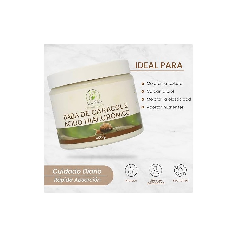 Crema Facial Baba Caracol Ácido Hialurónico Piel Firme 400 Productos