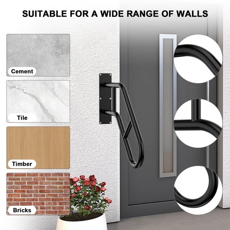 Handrails for Outdoor Steps ，22.8" Stair Railing Indoor1-3 Step, U-Shaped