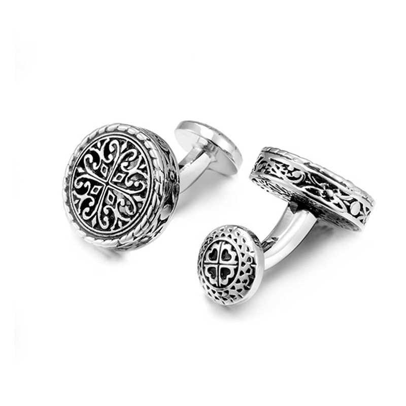 Classic Cufflinks, Men's, Stainless Steel, Gold, Silver, 0.7 inches (19.5