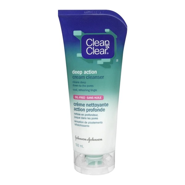 JOHNSON + JOHNSON CLEAN AND CLEAR OIL FREE DEEP ACTION CREAM CLEANSER 6.4 OZ