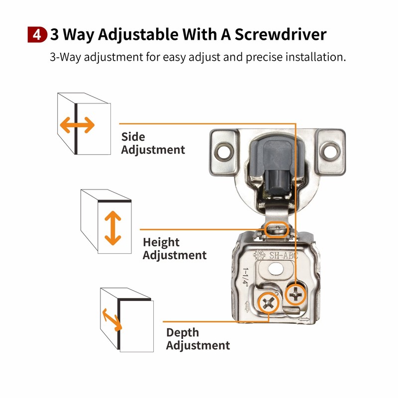 STIANC 60 Pack 1 1/4" Overlay 3D Soft Close Hinges
