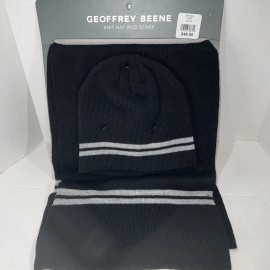 Geoffrey Beene New Geoffrey Beene Black And White Knit Hat and Scarf Set Retail $48.00