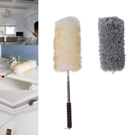 Midoneat Lambswool Duster with Extra Flexible Microfiber Head,Long Reach/Extendable Duster Up to 86" for Cleaning High Ceiling Fan, Interior Roof, Cobweb, Keyboard, Furniture