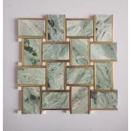 Rubymont S59 Green/White Marble Rectangle Braid Tile Mosaics Kitchen Bathroom Backsplash