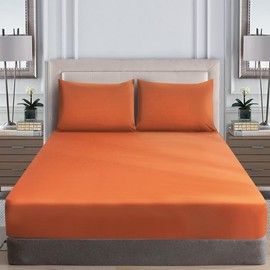 WEAVERS: Extra Deep Fitted Sheet - Super Soft Luxurious Microfiber, 40cm Deep Pockets, Elasticized design that ensures a snug fit. (Colour Orange Size King)