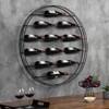 MyGift 12 Bottle Modern Black Metal Round Wall Mounted Wine
