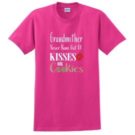 Mothers Day Shirt for Grandma Grandmother Never Runs Out Kisses Cookies T-Shirt 2XL Hlcna Heliconia