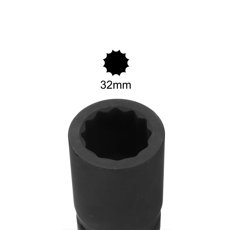 uxcell 1" Drive 32mm 12-Point Impact Socket, CR-MO Steel 80mm