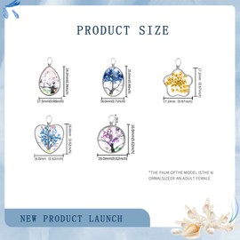 MseaRust 10Pcs Dried Flower Tree Pendant Double-sided Picture Daisy Flower Charm Mix Lacework Transparent Resin Beads Necklace Pendant for Diy Bracelet Earrings Jewelry Making