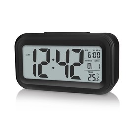 YUANRANER Digital Alarm Clock with Indoor Temperature, Battery Operated,Snooze Model,12/24H Display for Bedrooms Heavy Sleepers Kids Travel Bathroom Desk Smart Clock