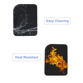 Heat Resistant Mat for Curling Iron, Flat Irons and Hair Straightener Hair Styling Tools 9" x 6.5", Food Grade Silicone, Grey