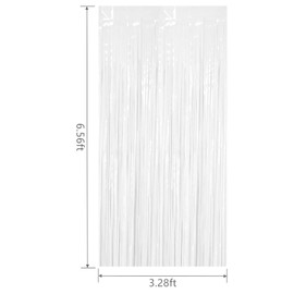 4 Pieces of White Fringe Curtain Party Decoration, Curtain Background Door Streamer Glitter Streamer Background, Photo Booth Background, Birthday, Wedding, Christmas Party Decoration