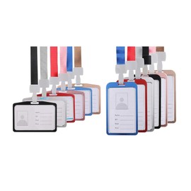 Waizmann.IDeaS Premium ID Card Set - Lanyard 15 mm Lanyard Neck Strap + ID Case Horizontal Aluminium Card Case Card Holder Protective Cover