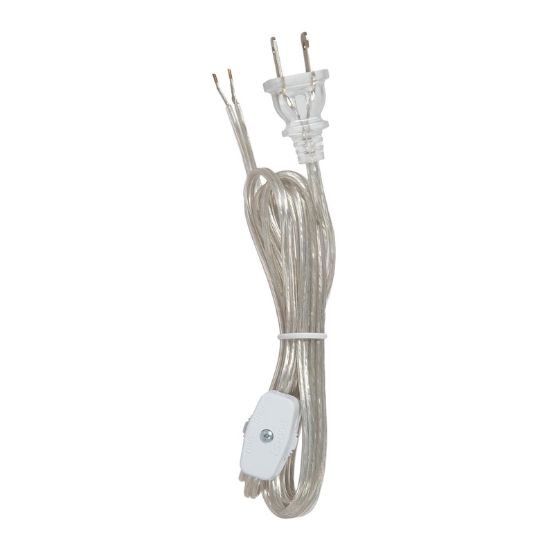 B&P Lamp® 8 Foot Clear Silver Cord Set W/Rotary On-Off