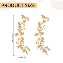 NICENEEDED 6 PCS Gold Flower Embroidery Applique, Leaves Embroidery Appliques Iron on Patches for Clothes, Appliques Embellishments Wedding Dress Patch for Craft Projects