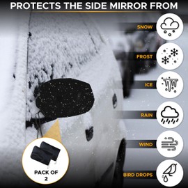 EcoNour Side View Mirror Covers (2-Pack) | 210D Oxford Fabric | Side Mirror Winter Protection Cover for Snow and Ice | Universal Fit for Cars, SUVs, Trucks