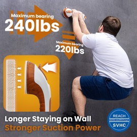 TAILI Suction Grab Rails for Bathroom 2 Pack, 31 CM Hand Rails for Elderly, MAX Hold 110 KG Shower Grab Bar for Elderly, Senior, Disabled, Bathtub Handles, No Drilling, Disability Aids, Woodgrain