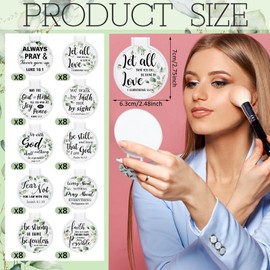 GlikCeil 80 Pcs Inspirational Compact Mirrors Bulk Christian Gifts for Women Purse Mini Folding Small Pocket Mirror Round Portable Makeup Mirrors for Employee Friend(Christian Style)