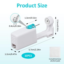 Disposable Ear Piercing Gun Set, Ear Piercing with Stud Earrings, Painless Piercing Set, Hygienic and Safe, Earrings Making Set for Unisex, Suitable for Beginners and Professionals, Pack of 10