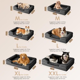 EHEYCIGA Orthopedic Dog Beds for Extra Large Dogs, Waterproof Memory Foam XL Dog Bed with Sides, Non-Slip Bottom and Egg-Crate Foam Big Dog Couch Bed with Washable Removable Cover, Dark Grey