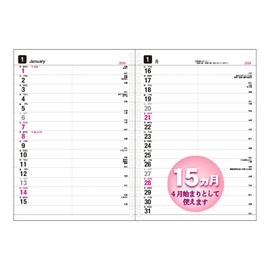 Collect C-707 2024 Diary Leaf (Process Diary for 15 Months) 1 Month Horizontal Rule, B5, 26 Holes