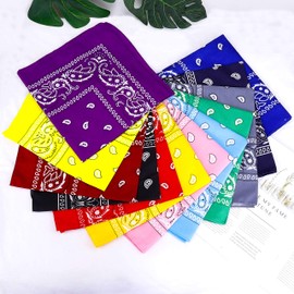 ISIYINER Paisley Bandanas Novelty, Cowboy Headband Print Neckwear Neckerchief Cycling, Square Neck Head Scarf Handkerchiefs, Wrap Scarf Wristband for Men Women and Kids (12 PCS)