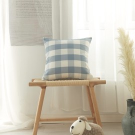 YunJeude Cushion Cover 17.7 x 17.7 inches (45 x 45 cm), Plaid, Cute, Double-Sided, Soft, Nordic, Cute, Stylish, Checkered Pattern, Geometric Pattern, Decorative Pillow Cover, Sofa Back, Zabuton Cover,