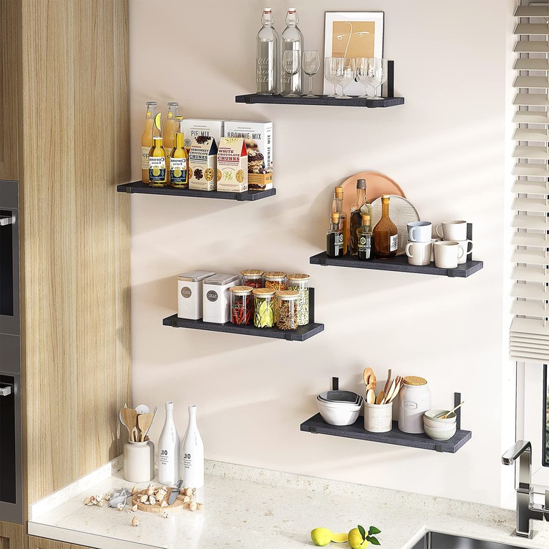 Fixwal Floating Shelves Set of 5, Width 4.7 Inches Black