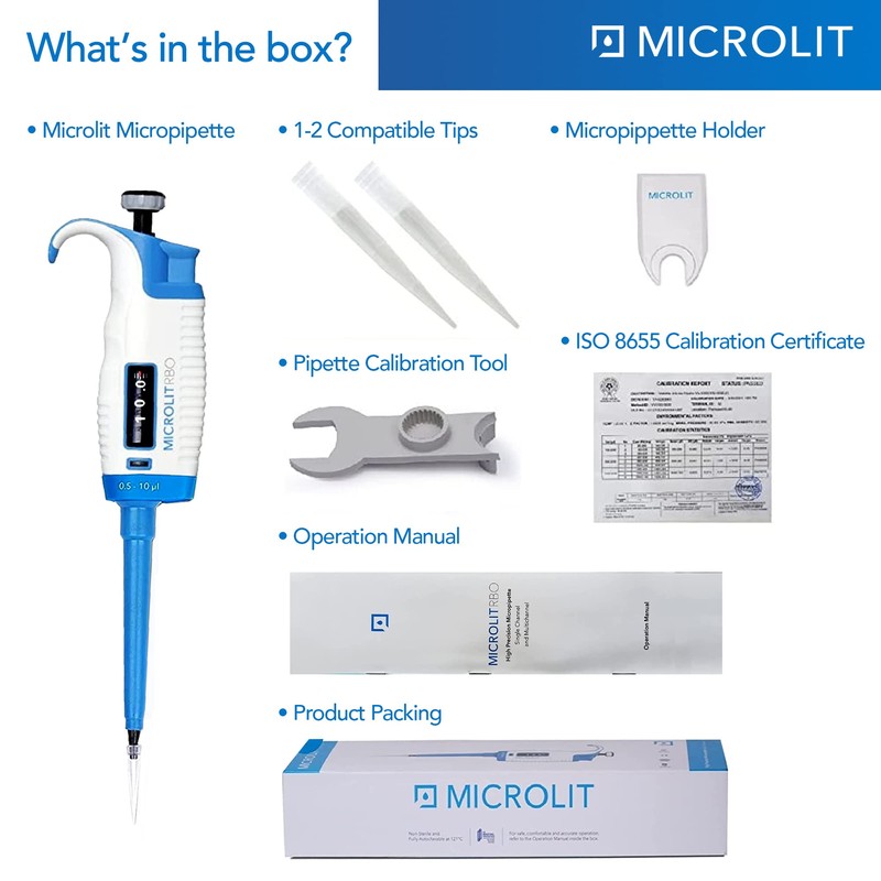 MICROLIT - Single-Channel Pipettes with Adjustable Volume, Accurate and Calibrated