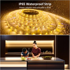 NOVOSTELLA 40ft Waterproof Tunable White LED Strip Lights, Dimmable Flexible Rope Light 3000K-6500K 12V Tape Light with Remote, Ribbon for Outdoor and Indoor Bedroom Home Mirror Kitchen Cabinet