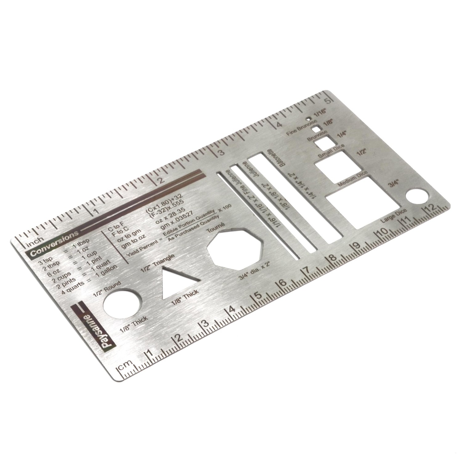 UPTTHOW Culinary Ruler Stainless Streel Mini Cutting Reference Template ...