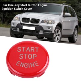 Push Button Switch, Car One-Key Start Button Engine Ignition Switch Cover Fitment for E Disk Bottom(Red)