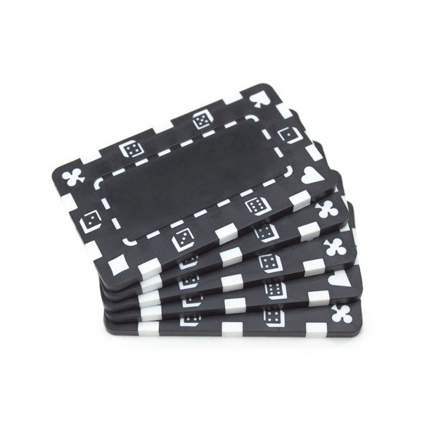 Brybelly 5 Rectangular Poker Chips - European Style Plaque (Black)