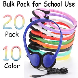 Ladont 8 Pack Kids Headphones Bulk for Classroom School Students Children Teens Boy Girl (8 Mixed Colors)